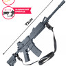 Деревянная винтовка-резинкострел М4 со стрельбой очередями, выдвижным прикладом и макетом коллиматорного прицела с надписью "С днем рождения"