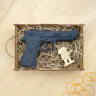 Деревянный игрушечный Пистолет-резинкострел Беретта, собранный, окрашенный