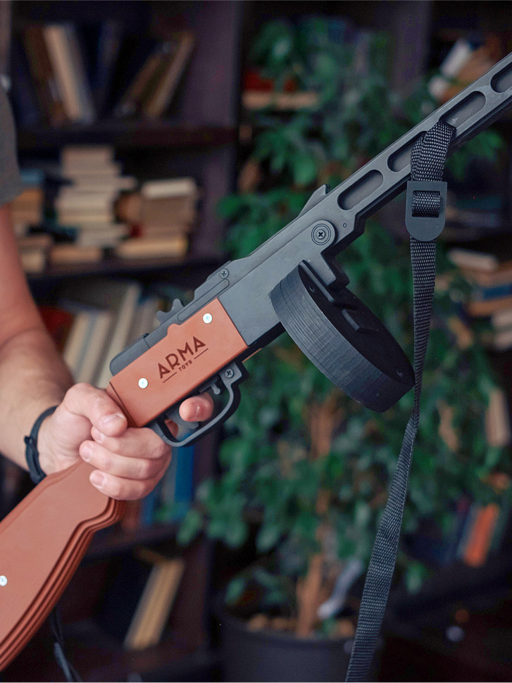 Автомат-резинкострел ППШ со съемным магазином и стрельбой очередями c надписью "лучший в мире БОСС"