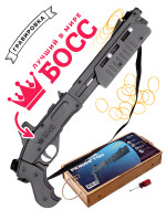 Дробовик "Ремингтон" укороченный, игрушка-резинкострел из дерева с надписью "лучший в мире БОСС"