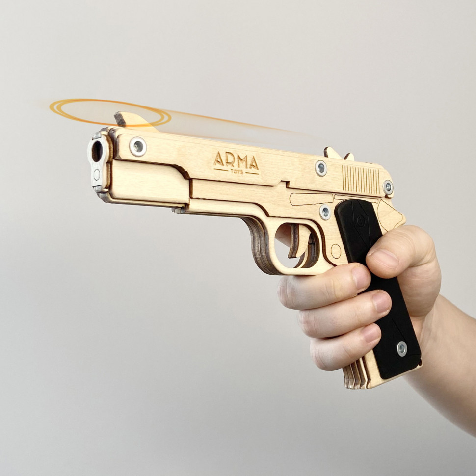 Игрушечный пистолет «Кольт» М1911: деревянный резинкострел от ARMA.TOYS